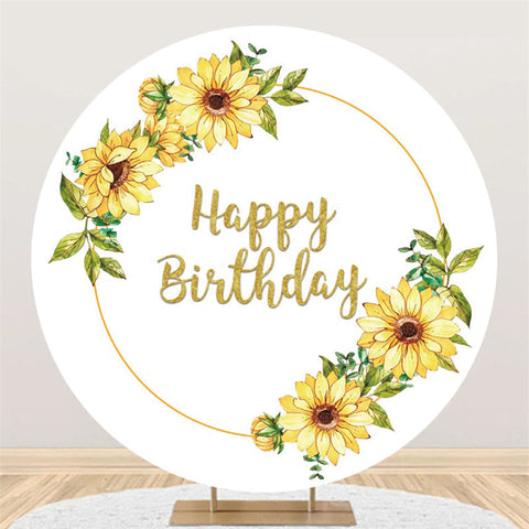 Tournesol Jaune Blanc Joyeux Anniversaire Toile de Fond Ronde