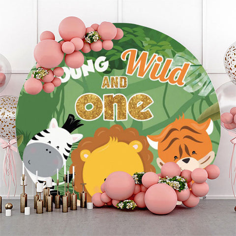 Young Wild One Animals 1er tour de toile de fond d'anniversaire