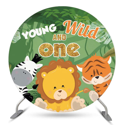 Young Wild One Animals 1er tour de toile de fond d'anniversaire